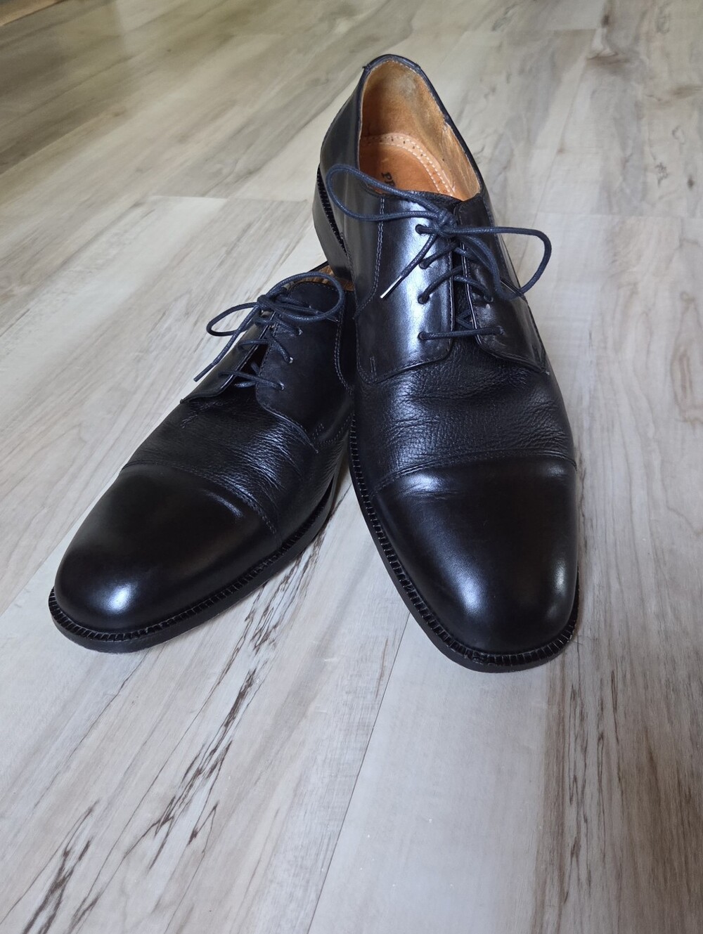 Pronto Uomo Black Leather Cap-Toe Oxford Dress Shoes Made in Italy Size 10 1/2